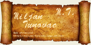 Miljan Tunovac vizit kartica